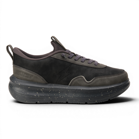 Black and gray sneaker on a white background